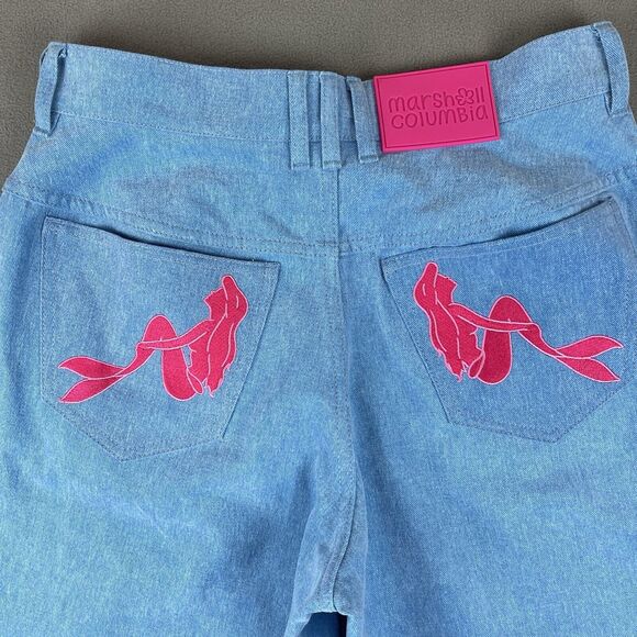Marshall Columbia Disney Little Mermaid High Waisted Denim Embroidered Shorts S - Picture 13 of 16